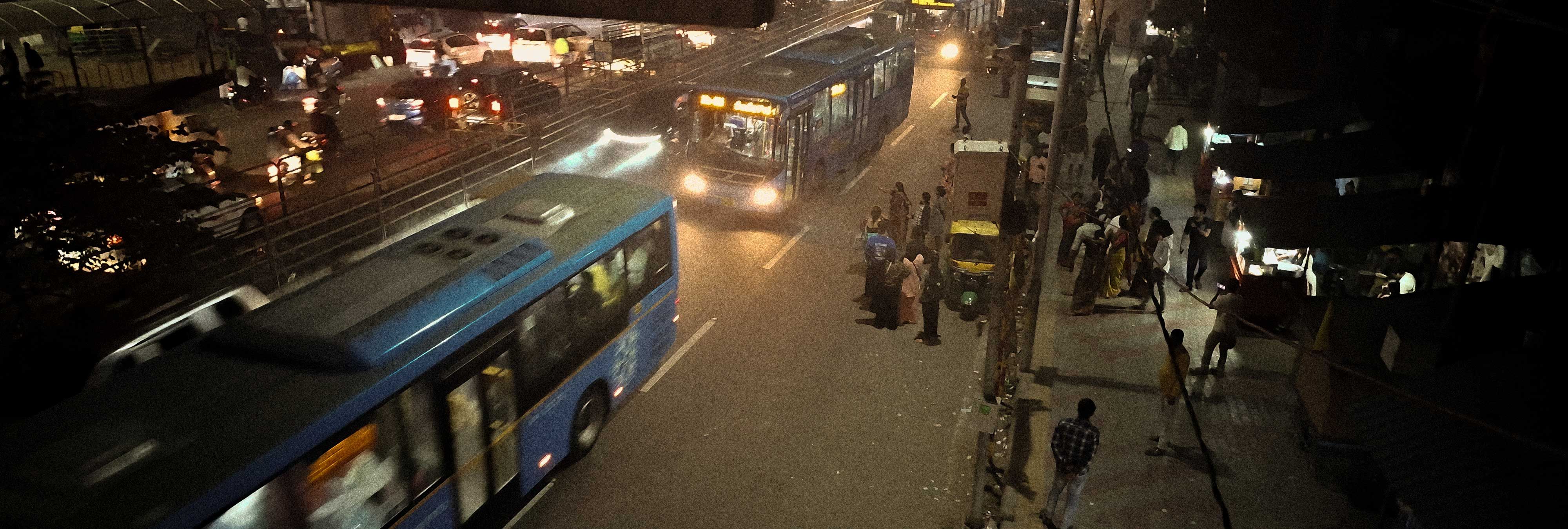 Buses and people outside Kengeri Bus Station. Everyone's going somewhere.