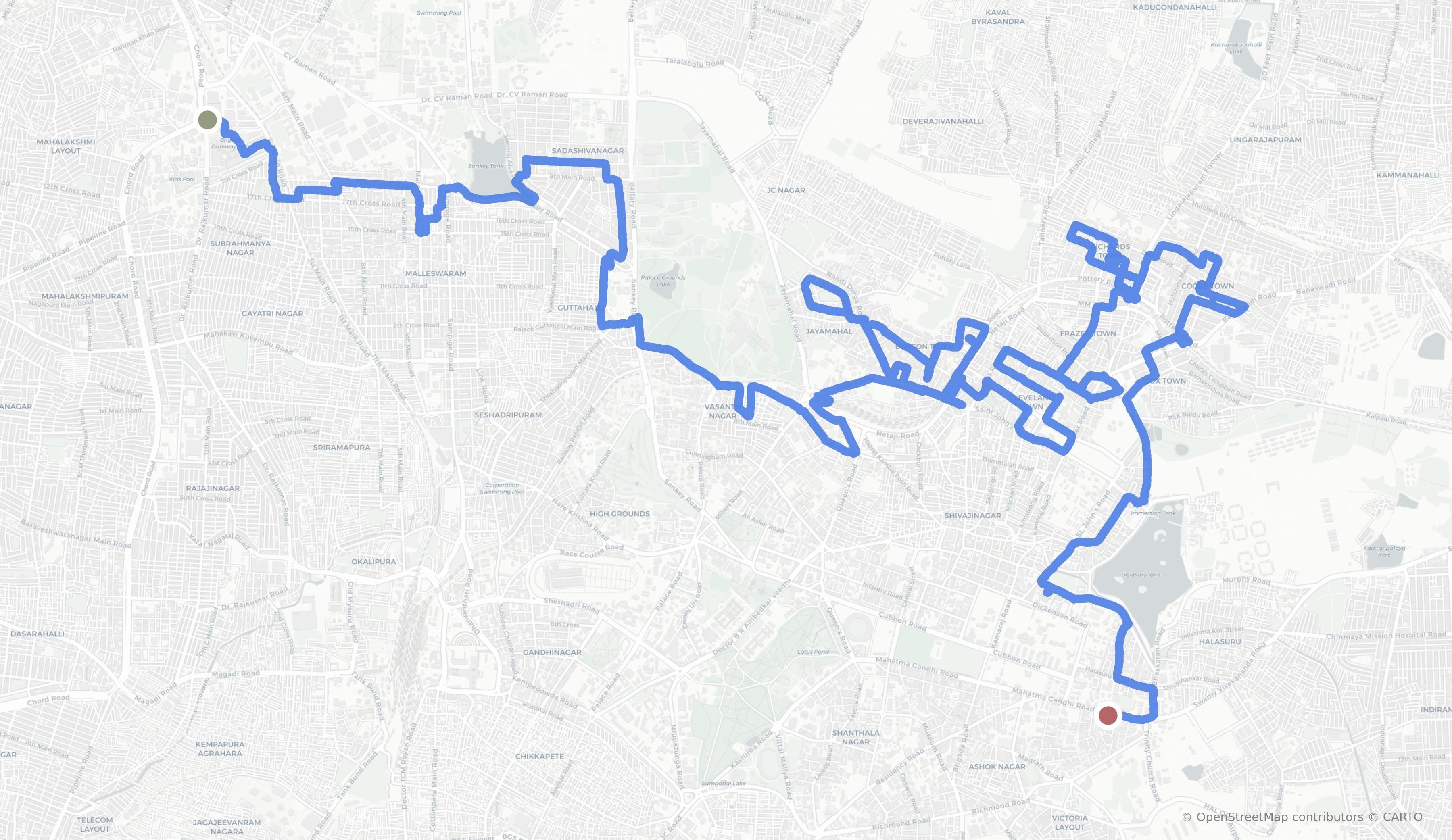 GPS track map for 32km in Bengaluru on December 08, 2024